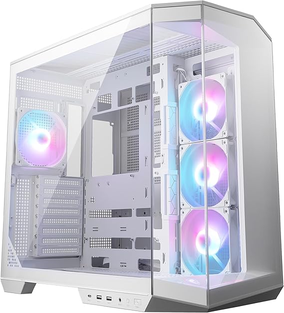 MSI MAG PANEL 100R PZ WHITE Tempered Glass 3x120mm 1x120mm ARGB Fan ATX White Panoramic Gaming Computer Case