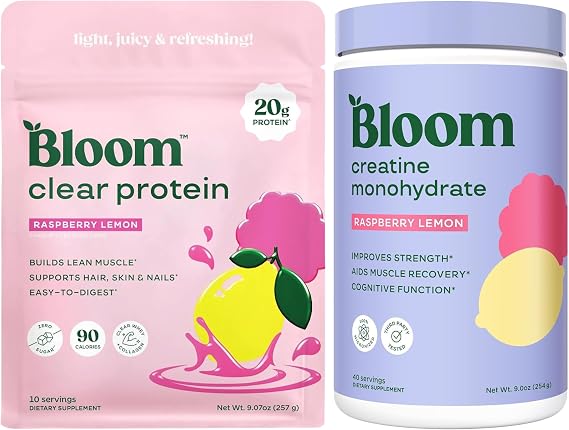 Bloom Raspberry Lemonade Clear Protein and Raspberry Lemon Creatine Bundle