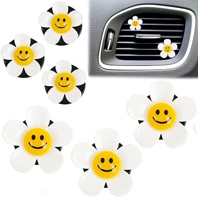 Flower Air Vent Clip Car Air Freshener Charm Pink Car Interior Accessories for Girls Women Cute Car Vent Clips Car Valentines Day Decorations Interior Aesthetic Simle Flower, 6 Count Pack of 1