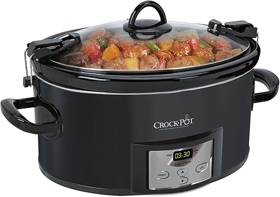 Crock-Pot 7 Quart Cook n' Carry Programmable Countdown Ovenproof Slow Cooker with Removable Stoneware, Easy Locking Gasket Lid & Carrying Handles