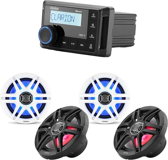 Clarion CMM-10 2-Speaker CMS-651RGB-SWB 6.5 in RGB Marine Bundle