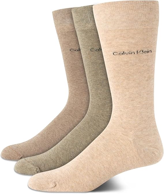 Calvin Klein Mens Dress Socks Soft Egyptian Cotton Blend Crew Socks, 3 Pack