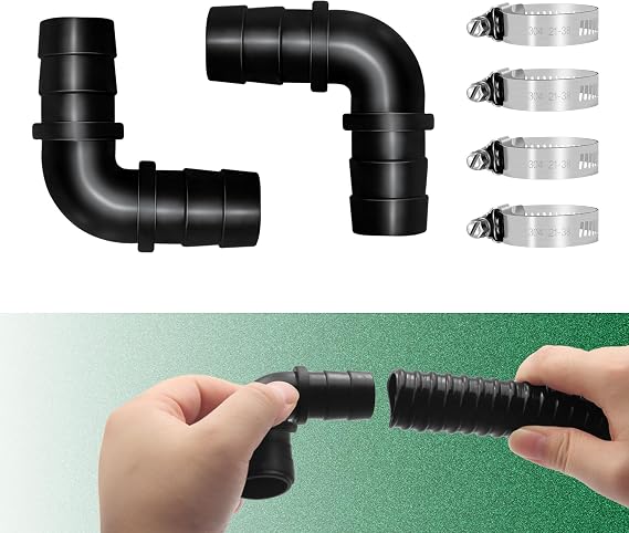 PVC 90 Degree Hose Elbow Barb Connector - 1 Inch Insert x 1 Inch Insert Hose Barb Fitting - PVC 90 Degree Elbow Hose Barb Fittings for Tubing Hose Water Line