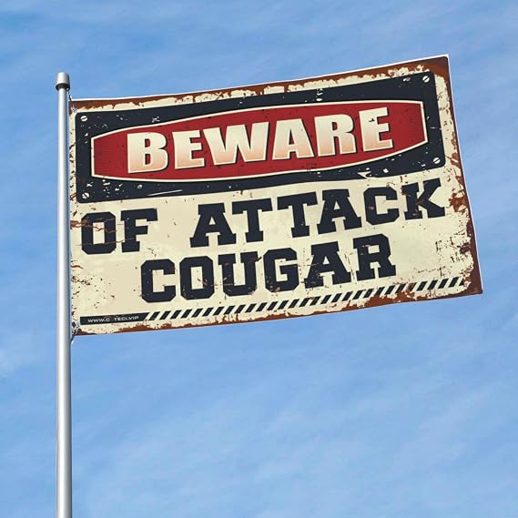 Bedroom Door Decor Beware Of Attack Cougar Flag Garden Decorations Porch Decor(60X90CM)