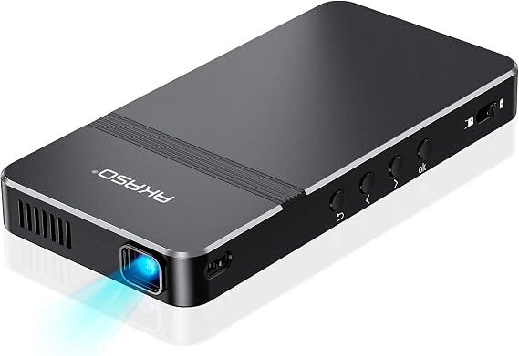 AKASO Pico Projector, Mini Projector Portable 1080P Hd Dlp Led 50 Ansi LuMen's With Wifi, Hdmi, Usb, Micro Sd & 3.5Mm Audio And Remote Control For Iphone/ Android/ Laptop/ Pc/ Game/ Home Theater