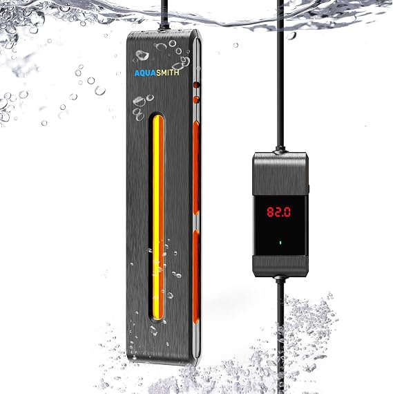 AQUASMITH Aquarium Heater,100W Fish Tank Heater,Suitable for 40-50 Gallon Fish Tank,Dual-chip Intelligent Temperature Control,Has a Variety of Intelligent Security Protection Functions