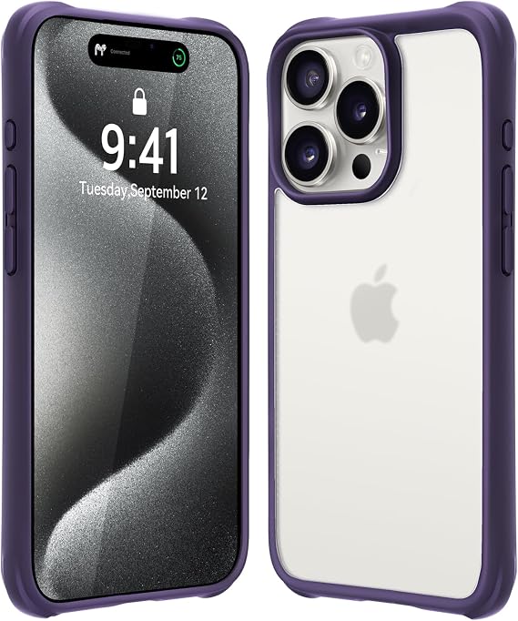 Mkeke for iPhone 15 Pro Case,[Not Yellowing] [Military Grade Protection] Shockproof Phone Case for Apple iPhone 15 Pro 2023 Purple