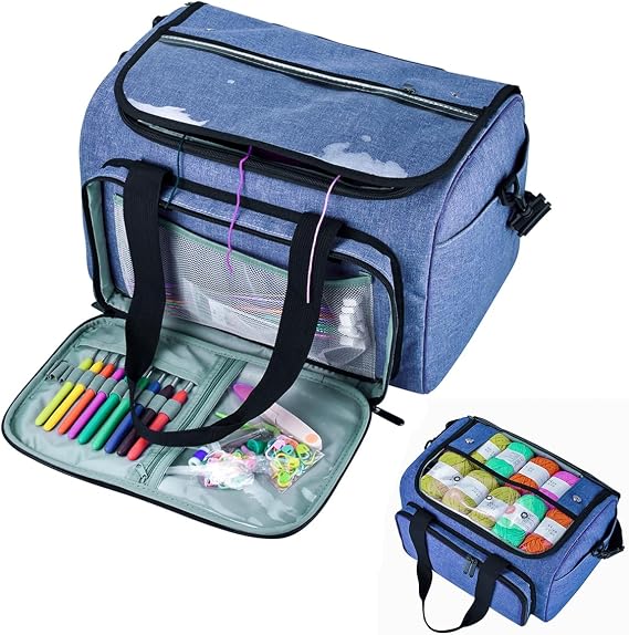 Weabetfu Large Crochet Bag Knitting Bags and Totes Organizer Huge Yarn Bag Storage for Crocheting Knitter,Crochet Hooks,Knitting Needles