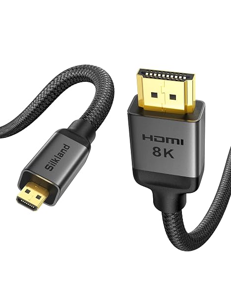 Silkland 8K Micro HDMI to HDMI Cable 10FT, 48Gbps Micro HDMI 2.1 Adapter