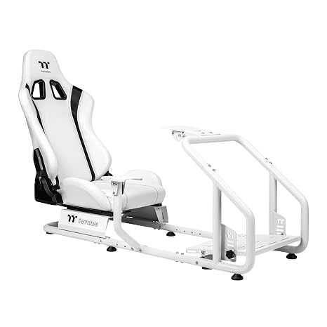 Thermaltake GR300 Racing Simulator Cockpit; Adjustable PVC Seat; Adjustable Pedal & Wheel Mounts; Shifter Mount Included; Compatible with Thrustmaster/Logitech Fanatec; GSC-R30-CPASWH-01