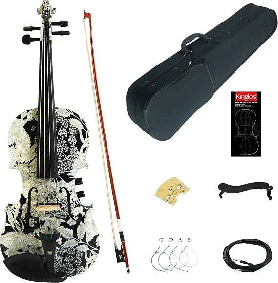 Kinglos. High End Acoustic-Electric Violin Kit 4/4 Full Size Ebony Fittings