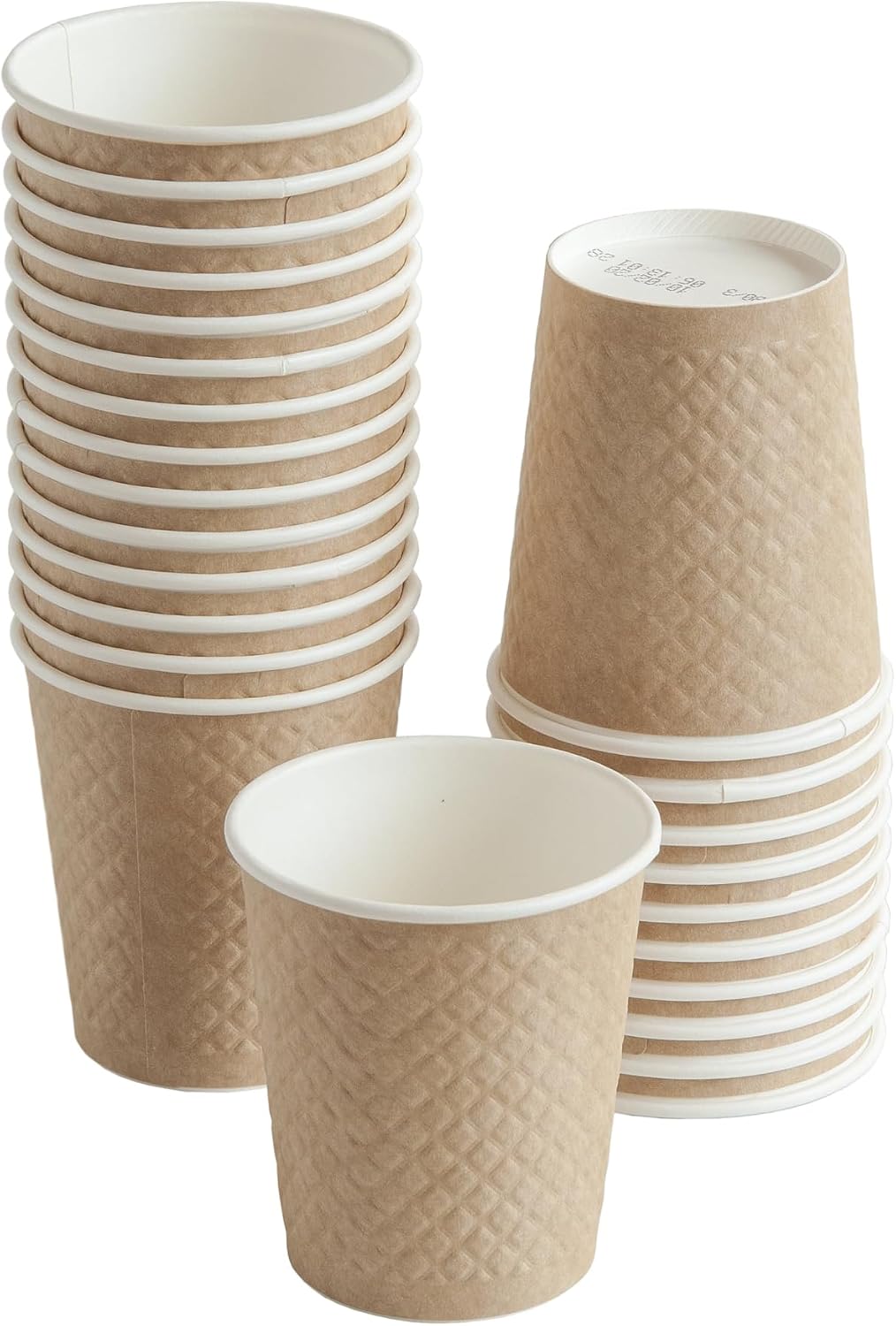 25pcs kraft double wall coffee cups 8oz, small paper tea cups 250ml, cold and hot drinks, Waffle Kraft