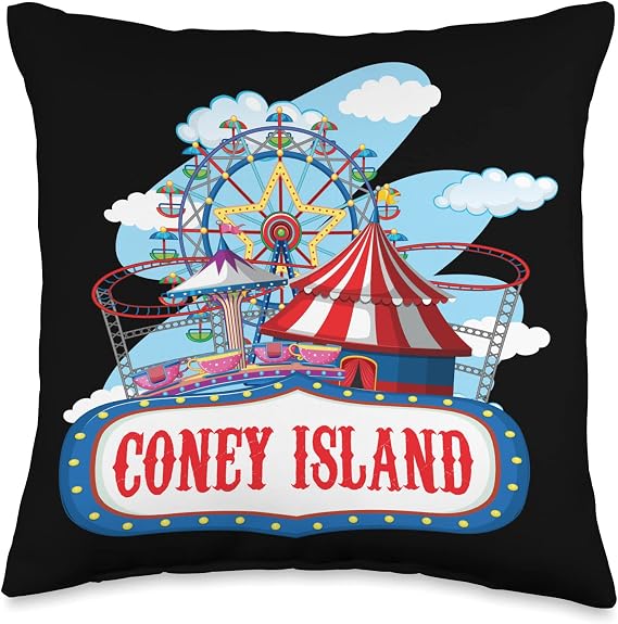 Brooklyn Coney Island Fun Park New York City Souvenir Circus Throw Pillow