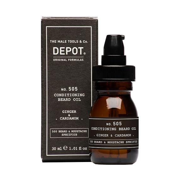 DEPOT No. 505 Conditioning Beard Oil, Ginger & Cardamom | Nourishing with Jojoba Oil, 30ml