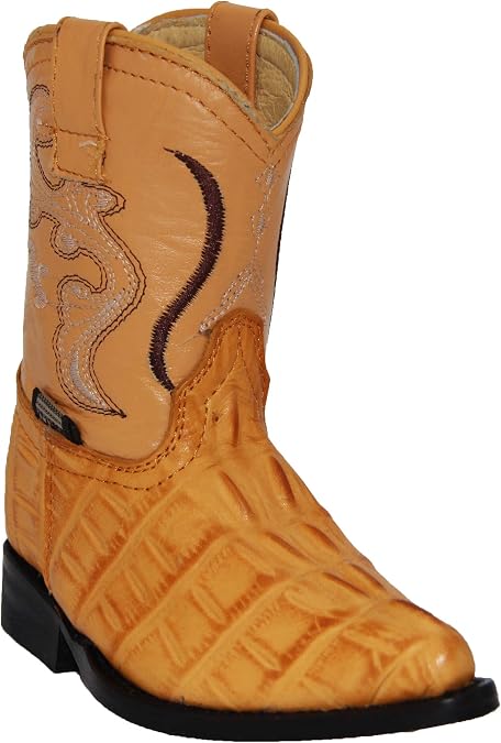 Kids Cowboy Boots Toddlers Western Crocodile Alligator Print Snip Toe Boot