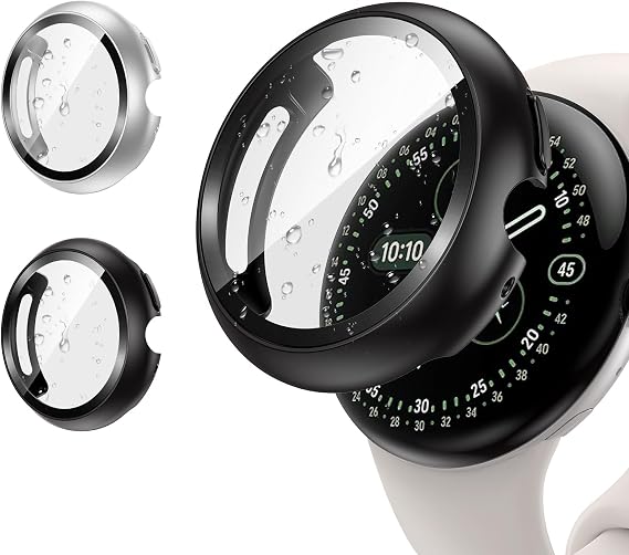 Goton [2 Pack for Google Pixel Watch 4 45mm (2025) Case with Built-in High Sensitive Screen Protector, Hard PC Slim Face Cover Shockproof Protective Bumper for Google Pixel Watch