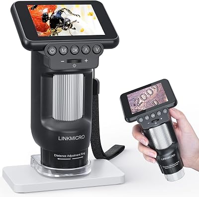 LM013 Microscope for Kids Portable with 2.8 LCD Screen, Handheld Digital Microscope Kit for Kids 8-12, Pocket USB Coin Camera Magnifier for Adults with 8 LED Lights, Microscope Slides