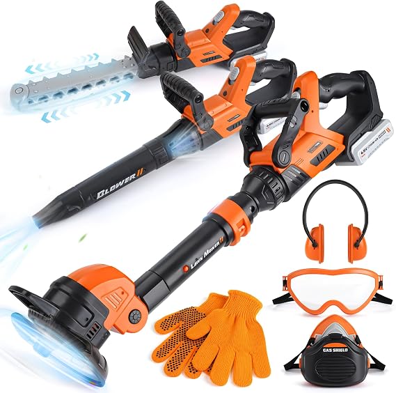 3-in-1 Kids Tool Set - Kids Weed Wacker Toy, Kids Leaf Blower & Chainsaw