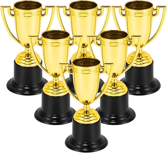 Trophies, 6pcs Trophies Medals Set Mini Winner Award Trophies Reward Prizes Plastic Trophy Model Prize Cup Toy Competitions Awards Toy Costume Parties Supplies