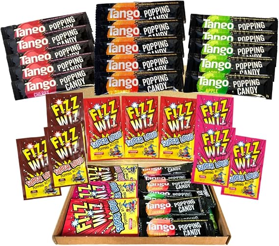 Ultimate Popping Candy Bundle | 24 Pack Fizz Wiz & Tango Variety Box | Includes Every Flavour | Strawberry, Cherry, Apple, Orange & Cola | Vegetarian & Halal Sweets | Letterbox Sized