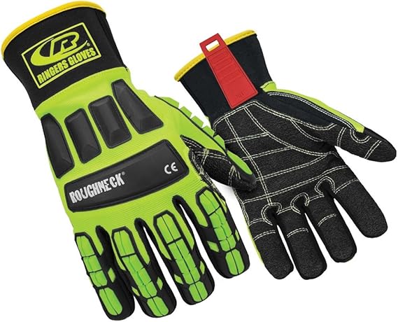 Ansell RINGERS R-297G Heavy Duty Industrial Padded Impact Protection Gloves for Manufacturing, Construction, Utilities, Size 9, Yellow (1 Pair)