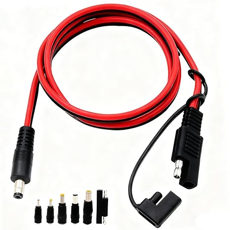 COMeap SAE to DC Adapter for Jackery Solar Panel, 3FT SAE Plug to DC5521 Male Connector Cable with DC 8/6.5/5.5/4.0/3.5(mm) for Solar Generator 14AWG