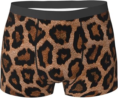 Mens Boxer Briefs Underwear - Cool Cheetah Leopard Background, Soft Comfort Breathable Underpants