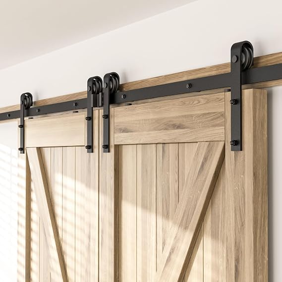 9FT Sliding Barn Door Hardware Kit for Single Door-Sturdy&Smoothly&Quietly-Heavy Duty-Easy to Install(J Shape Hanger)
