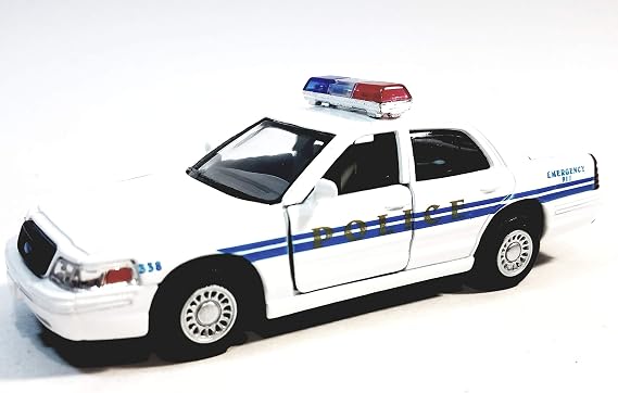 Kinsmart Ford Crown Victoria White & Blue Training Police Dept Squad Car 142 O Scale Diecast Interceptor, Small