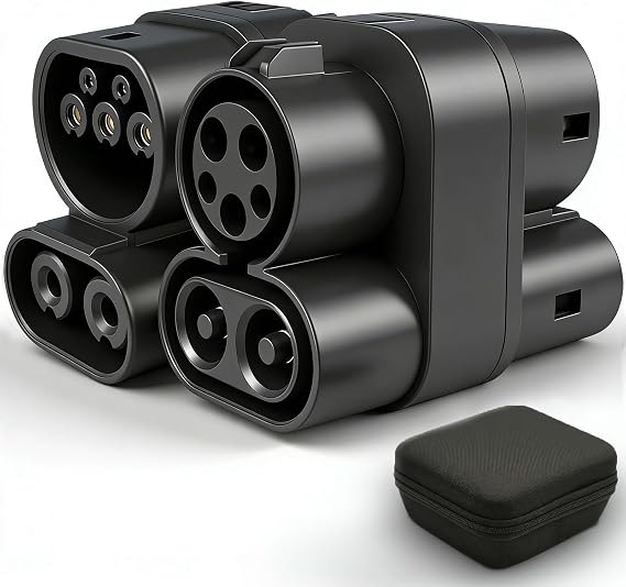 CCS1 to CCS2 Adapter EV Charger Adpater DC 1000V 250A and AC 32A EV Charger Connector Type 1 to Type 2 Adapter SAE j1772 to IEC62196(Black)