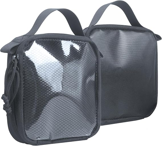 Tactical Mesh Zipper Dump Pouch 6.5" x 6.5" Modular EDC Tool Organizer with Hook Backing & Handle for Range Gear 2-Pack