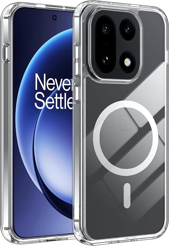 Fitudoos Case for Oneplus 15, Compatible with MagSafe, Protección Grado Militar, Highly Transparent and Durable, Anti-Yellowing, Anti-Grease and Anti-Scratch Case – Transparent