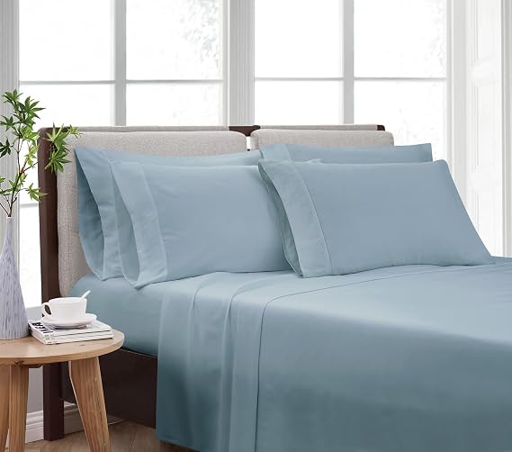 CANNON Heritage Solid Sheet Set Blue Polyester 4-Piece Twin Sheet Set, Solid Color Themed, for Men and Women, Oeko-TEX Certified Confidence