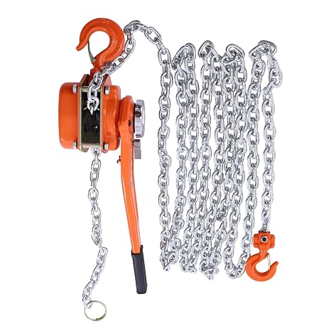 Manual Lever Block Chain Hoist, 1.5 Ton 20Ft Ratchet Winches Rigging Cranes Come Along Puller Block Hoist with 2 Hooks
