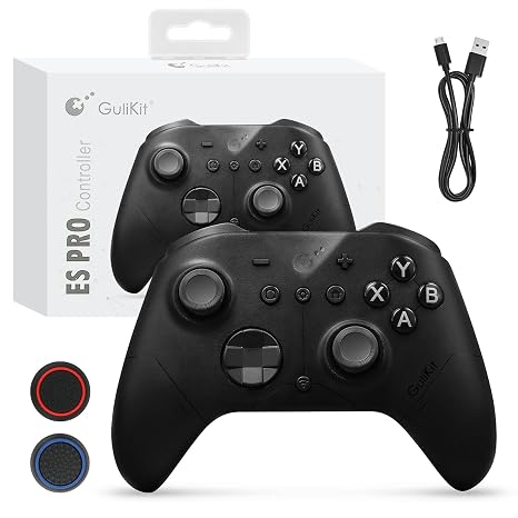 GuliKit ES PRO Wireless Gaming Controller (Black) -3.25ms Low Latency | For PC Windows Switch 2 Android iOS, TMR Anti-Drift Joysticks, 30H Battery, Wake-up Support
