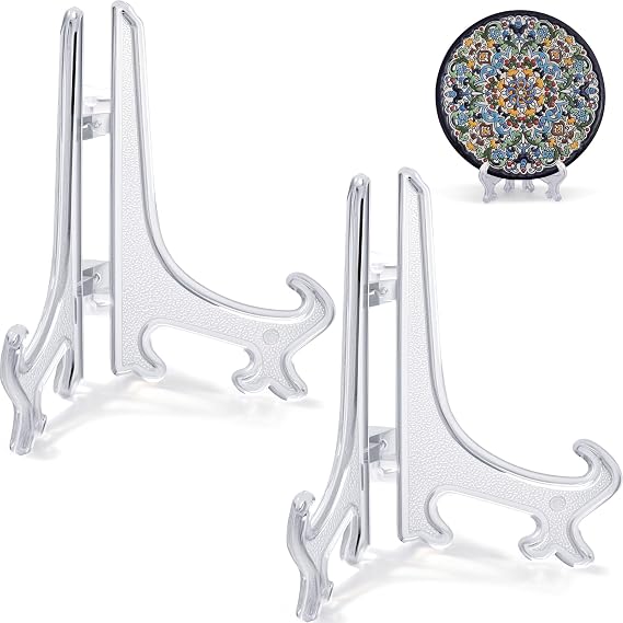 2Pcs Small Clear Acrylic Plate Stands for Display 3Inch Holders