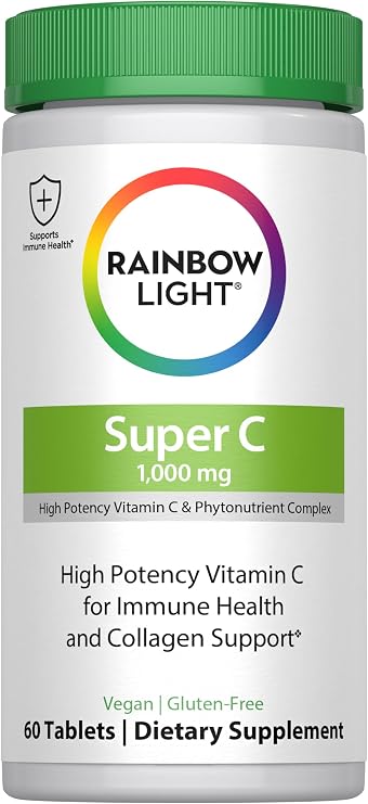 Rainbow Light Vitamin C 1,000mg | 60 Tablets | High Potency, Super C & Phytonutrient Complex | Immune Health & Collagen Support | Vegan Supplement