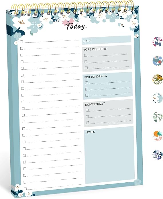 Taja To Do List Notepad - To Do List Notebook for Work with 52 Sheets, 9.8" x 6.5", Undated Daily Planner Perfect for Daily Tasks and Goal Setting, Notepad Suitable for Office, Home & School - Blue Breeze