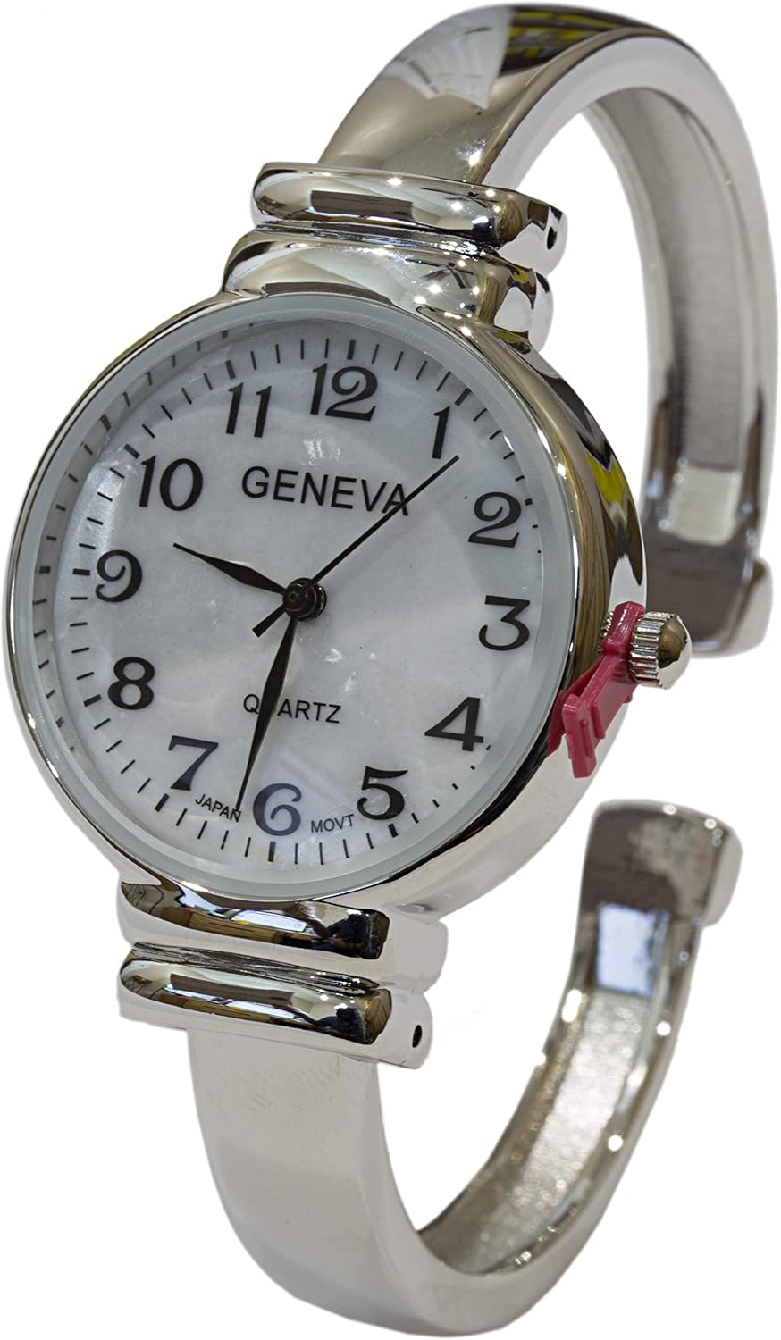 Blekon Collections Quartz Movement Mother of Pearl Dial Classic Design Womens Cuff Bangle Watch