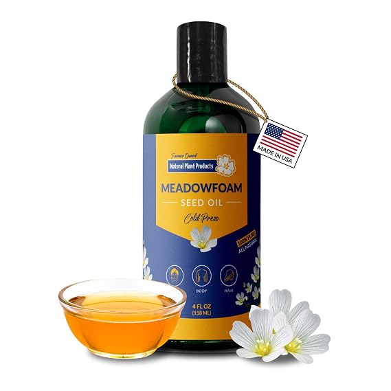Meadowfoam Cold Pressed Oil - Natural Vitamin E, Phytosterols and Carotenoids. Deep Moisture Lock with Silky, Non-Greasy Finish for Face, Body & Hair. Direct from Sustainable Oregon Farms