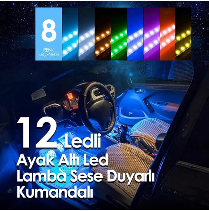 Mega Auto Market Underfoot LED 12 LED Lamp Sound Sensitive LED Music Sensitive LED