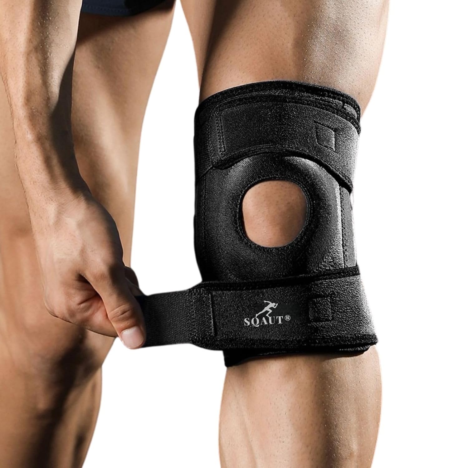Orthopädische Kniebandage Kniestütze Knie Sport Bandage für Laufen Gewichtheben Kraftsport Fitness Squat Arthrose rutschfeste stabilisiert Damen & Herren Schwarz