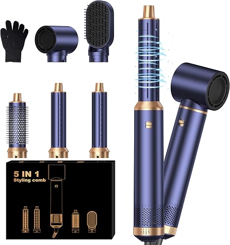 Mogawave 5-in-1 Hairstyler Airstyler Airbrush Pro 1000 W 60000 RPM Hair Dryer Hair Styler Curling Iron with Air Left/Right Negative Ion Care Volume the Hair Curl and Blow Dry Hair