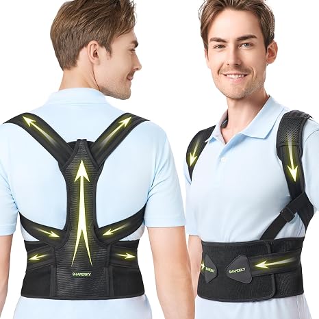 SHAPERKY Posture Corrector for Women and Men - Adjustable Upper Back Brace - Breathable Back Support straightener - Providing Pain Relief from Lumbar&Shoulder (L-XL)