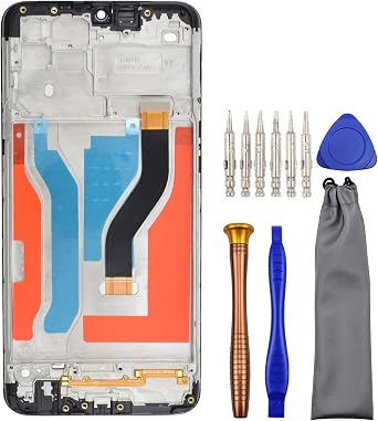 Complete Screen LCD Digitizer Touch Assembly Replacement for Samsung Galaxy A10s SM-A107F SM-A107M with Tool Kit and Screen Frame Installed Black 6.2"