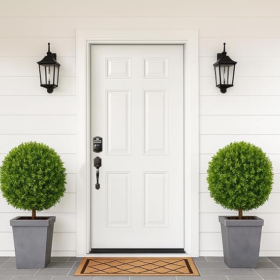 36x80 Fiberglass Entry Door 6 Panel Smooth Primed, Paintable Front Door Knock Down Kit with Frame, Right Inswing, Durable Energy Efficient Exterior Door for House Use