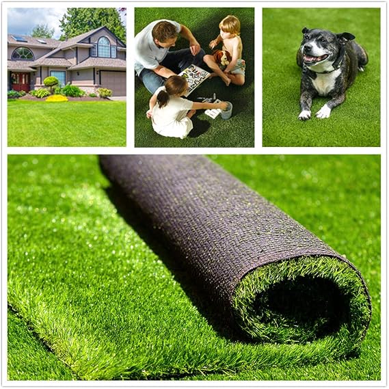 Fas Home Artificial Grass Turf 1x2 ft, Fake Grass Rug with Drainage
