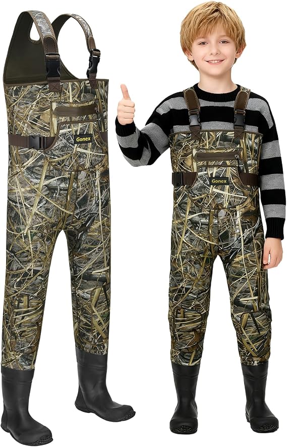 Gonex Kids Chest Waders for Youth Children, Neoprene Waterproof Hunting Fishing Waders with Insulated Boots for Boys Girls