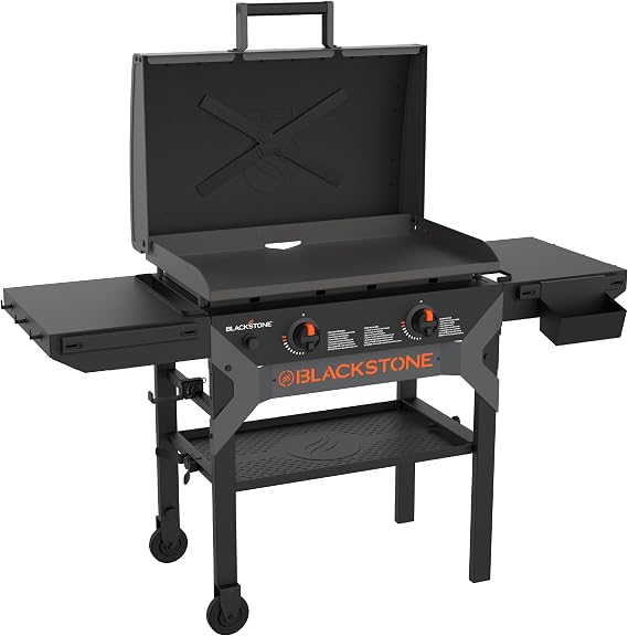 Blackstone 2311 Iron Forged 28 Omnivore Griddle with X-Braced Hood, Powder Coated Steel, Black