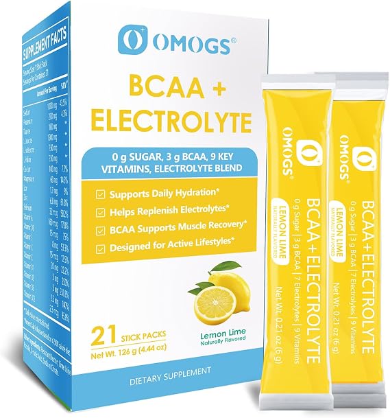 OMOGS Electrolytes Powder, 9 Key Vitamins, Electrolyte Blend, Refreshing Lemonade, Sodium & Energy Supplementl, Keto Friendly, Zero Calories